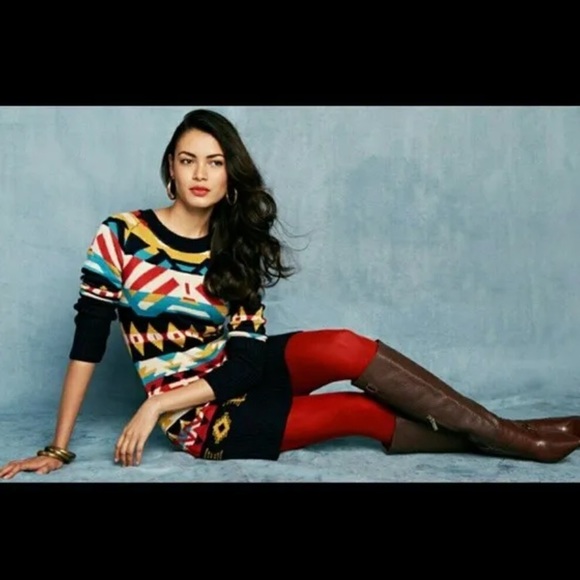 Jessica Simpson Women’s Western Boho Print  Long Sleeve Knit Sweater Dress M - Picture 16 of 16